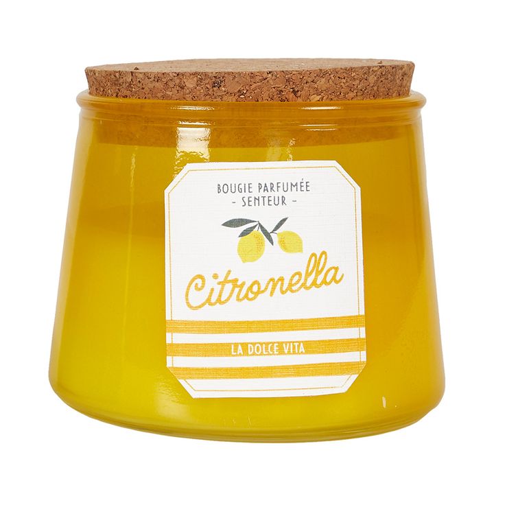 bougie citronella en pot jaune